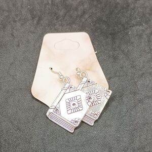 Hand Crafted Silver Spell Book Earrings